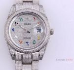 Full Diamond Rolex Datejust 41 Arabic Numerals Replica Watches Automatic For Men